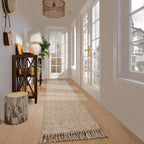 Collive Boho Long Hallway Runner Rug, 2.6x14 ft Washable Runners Rugs for Hall Tan/Cream Low Pile Kitchen Runer Carpet, Woven Cotton Carpets Runners for Entryway Bedside