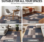 Rugshop Contemporary Blue Geometric Boxes Non-Slip Area Rug Non-Shedding for Living Room, Dining Room and Office, 12' x 15'