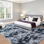 Beglad Fluffy Large Area Rugs 6x9 Feet, Modern Minimalist Style Shag Fuzzy Rugs, Non-Slip Indoor Carpet Soft Rugs for Kids Room, Bedroom & Living Room, Tie-Dyed Dark Blue