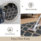 Lahome Moroccan Easy Jute Runner Rug, Blue Washable Runner Rugs for Outdoor Porch Hallway, Geometric Trellis Woven Long Carpet for Doorway, Thin Non Slip Outdoor Decor, 2'6'' x 8'