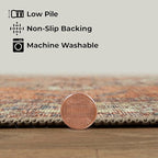 GLN Rugs Traditional Collection - Machine Washable Area Rug, Traditional Washable, Non Slip, Low Pile Chenille Rug, Living Room, Bedroom, Kitchen Rug (9' x 12' Terra/Multicolor)