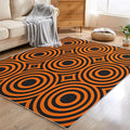 5x8 Geometric Circle Rugs for Bedroom Decor, Washable Retro 60s 70s Geometry Pattern Area Rug, Living Room Home Decoration, Non Slip Soft Thin, Black Orange Decor Carpet PF-P 49