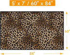 Leopard Rug 5x7 Washable Animal Print Rug Living Room Large Carpet Soft Non-Slip, Non-Shedding Brown Carpet for Office Dormitory Bedroom
