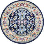 Unique Loom Sialk Hill Collection Area Rug - Washington (3' 3" Round Navy Blue/Cream)