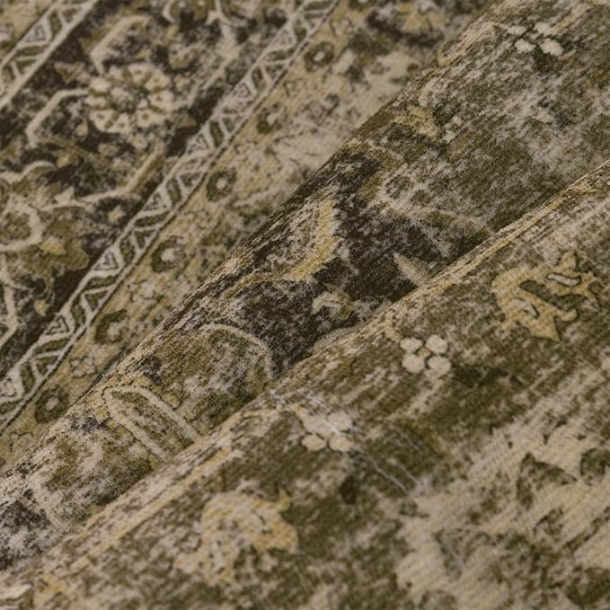 Hallway Runner Rug 2x6 Washable Brown Vintage Distressed Long Runner Oriental Soft Thin Indoor Carpet Non Slip Low Pile Throw Rug for Kitchen Bedroom Laundry Bedside Entryway