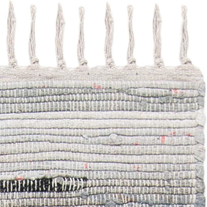 SAFAVIEH Rag Rug Collection Runner Rug - 2'3" x 12', Grey, Handmade Boho Stripe Cotton, Ideal for High Traffic Areas in Living Room, Bedroom (RAR121A)