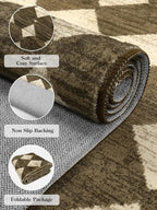 Lahome Runners for Hallways with Rubber Backing, Kitchen Runner Rugs Non Skid Washable Bathroom Rugs Runner, Moroccan Trellis Non Slip Bedroom Carpet Runners for Entryway Powder Room, 2x8 Brown
