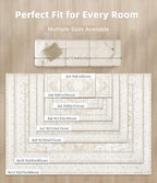 Area Rug 2x3 Entryway Rugs - Machine Washable Vintage Boho Area Rug Non-Slip Kitchen Rugs Soft Stain Resistant Indoor Door Mat, Small Oriental Throw Rug for Entrance Hallway Bedroom(Boho Beige, 2'x3')