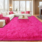 Soft Shaggy for Bedrooms, Hot Pink Area Rug, Fluffy Rugs for Living Room, Cozy Fuzzy Carpet for Kids, Perfect Indoor Decor for Boys and Girls 4x6 Feet