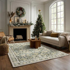 Washable Area Rugs 5'x7' Non-Slip Vintage Boho Distressed Fade Resistant Low Pile Carpet for High-Traffic Living Room, Bedroom & Dining Room