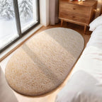 Ophanie 3x5 Oval Rug, Bedside Preppy Dorm Area Rug, College Essentials Non Slip Beige Small Carpets for Bedroom, Anti Slip Fluffy Living Room Rugs Home Decor Aesthetic, Nursery