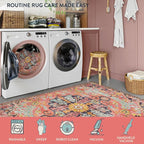 Lahome Bohemian Floral Medallion Runner Rug - 2x4 Hot Pink Bathroom Rug Runner, Machine Washable Non-Slip Hallway Mat Indoor Laundry Accent Carpet Runners for Kitchen Living Bedroom RV, Fuchsia/Multi