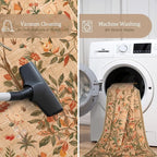 Morebes Machine Washable 5x7 Area Rugs for Living Room, Boho Floral Dining Room Rug Non Slip, Soft Low-Pile Flower Indoor Floor Throw Carpet for Living Room Home Office Playroom Foyer, Brown