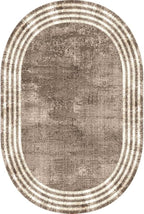 Country Earth Tone Brown Minimalist Distressed Home Office Rugs 6x9 for Living Room Bedroom Diningrooom Machine Washable Soft Thick Area Rug Nursery Dorm Kitchen Oval Geometric Bordered Large Carpet