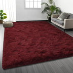 Large Shag Area Rugs 8 x 10, Plush Fuzzy Rugs for Living Room, Ultra Soft Fluffy Furry Rug for Bedroom, Indoor Carpet Nursery Rugs for Kids Room Home Decor, Burgundy