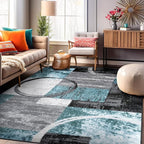 Rugshop Contemporary Circle Design Area Rug, Fade-Resistant Carpet for Living Room, Bedroom, or Dining Room, Gray, 12' x 15'