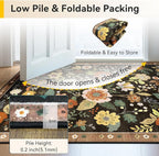 Floral 2x3 Area Rug Machine Washable Soft Print Boho Carpet Non Slip Doormat Low Pile Flower Area Rugs for Living Room Bedroom Nursery Kitchen Dining Room Indoor-Black/Yellow/Red
