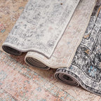 Area Rug - 9x12 Large Dining Room Rug Soft Living Room Mat, Vintage Washable Indoor Floor Throw Carpet for Bedroom, Playroom, Home Office (Grey)