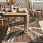 Rugshop Modern Wavy Circles Design Area Rug, Non-Shedding Carpet for Living Room, Bedroom, or Dining Room, Brown, 7'10" x 10'2"
