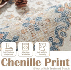 jinchan Area Rug 3x5 Washable Entryway Rug Distressed Orange Multi Vintage Floral Kitchen Print Floor Cover Indoor Doormat Retro Bathroom Living Room Bedroom Office Farmhouse