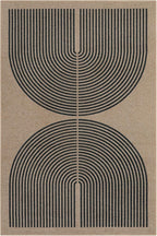 Lahome Modern Rainbow Easy Jute Office Rug, Outdoor Patio Rug 4x6 for Living Room Washable Carpet for Bedroom, Farmhouse Contemporary Non Slip Non Shedding Black Carpet for Backyard