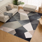 HOMFINE Washable Modern Area Rug - Geometry Style 5x7 Rugs for Living Room, Bedroom, Machine Washable Rug Soft Non Slip Non Shedding Area Rug - Green, 5'x7'