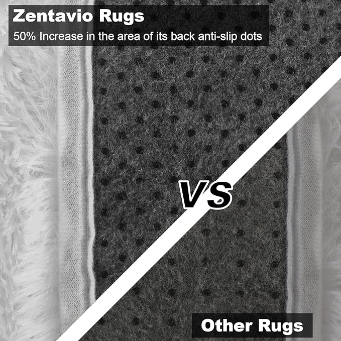 Zentavio Area Rugs for Living Room Small Carpet for Bedroom 3x5 Bedside Washable Soft Fluffy Shag Aesthetic Plush High Pile Throw Rug for Nursery Kids Room Dorm Room White