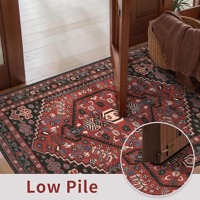 Ciicool Washable Non Slip Runner Rug, 2x6ft Hallway Rug Vintage Kitchen Rugs Oriental Carpet for Entrance Bedroom Bedside Living Room Laundry Bathroom Decor