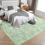 RUGSREAL Bedroom Area Rug 4x6 Modern Abstract Area Rug Stain Resistant Small Living Room Rug Contemporary Dining Room Rug Non-Slip Solid Rug Aesthetic Accent Floor Carpet for Kitchen Office, Green