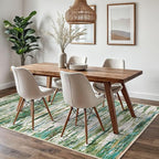 5x7 Modern Abstract Area Rug for Bedroom, Green Grey Multi Large Green Grey Multi Super Soft Washable Rug, Non-Slip Non-Shedding Rugs for Living Room, Indoor Door Mat for Nursery Home Décor