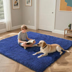 Blue Fluffy Rug Shaggy Area Rug, 8x10 Area Rugs for Girls Bedroom, Big Soft Shaggy Bedside Non-Slip Plush Dorm Nursery Kids Carpet Home Decor Aesthetic