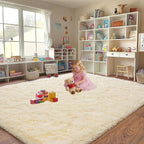 Fluffy Area Rugs for Living Room, Soft Shaggy Carpets for Living Room, Upgrade Non-Slip Plush Rugs for Kids' Room, Perfect Decor for Modern Home Light Champagne 5x7 Feet