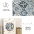 Lahome Moroccan Trellis Washable Area Rug, 5x7 Rugs for Living Room Bedroom, Indoor Non-Slip Oriental Accent Throw Large Carpet for Kitchen Entryway Bathroom Office, Blue