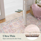 Lahome Floral Washable Kitchen Runner Rug, 2x6 Runners for Hallways Non Slip Ultra-Thin, Boho Soft Hallway Rug Forest Pink Carpet for Bedroom Bathroom Laundry Room, Pink