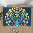 Boho Peacock Rugs for Living Room - 8x10 Rug, Peacock Decor Area Rugs for Bedroom, Teal Turquoise Rug, Modern Style Washable Carpet, Aesthetics Carpet - Peafowl Home Decor & Gifts