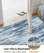 6x9 Area Rugs for Living Room, Modern Abstract Washable Rug with Non-Slip Backing & Low Pile Indoor Carpet for Nursery Room, Bedroom and Dinning Room, Blue