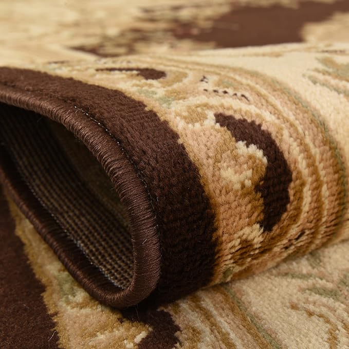 Rugs.com Chateau Collection Rug – 10 Ft Runner Brown Medium Rug Perfect for Hallways, Entryways