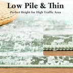 Washable Abstract Rug, 5x7 Modern Area Rugs with Non-Slip Rubber Backed for Living Room, Thin but Soft Contemporary Carpet Kitchen Bedroom Dining Room Decor, Green
