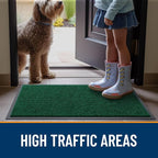 OLANLY Front Door Mat Indoor Outdoor Entrance, Waterproof Heavy Duty Doormat, Fade Resistant, Low Profile, Easy Clean Patio Porch Welcome Floor Mats for Entry, 59x20, Green