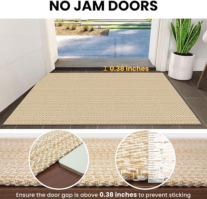 IOHOUZE Small Area Rug 2x3 Washable Woven Rugs for Entryway Non Slip Rubber Backed Front Door Rugs Indoor Doormat Throw Rug Floor Carpet for Entrance Kitchen, Warm Beige/Orange/Apricot