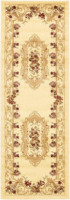 Rugs.com Chateau Collection Rug – 6 Ft Runner Cream Medium Rug Perfect for Hallways, Entryways
