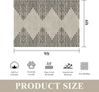 HelloTree Area Rug for Living Room 6x9 Washable Geometric Moroccan Rug Stripe Farmhouse Bohemian Minimalistic Non Slip Non Shedding Ultra Thin Soft Rug for Bedroom Office DiningRoom Nursery-Cream