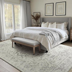 Large Farmhouse Area Rugs 9x12 for Living Room, Distressed Medallion Printed Big Carpet Rugs for Bedroom Under Bed, Washable Non Slip Low Pile Thin Rugs for Dining Room, Off White/Grey