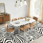 YIHOUSE 9×12 Ft Area Rugs for Living Room: Modern Washable Rug - Abstract Black and Cream White Rug for Bedroom Dining Room Office Playroom Nursery Home Decor - Nonslip Non-Shedding Striped Rugs