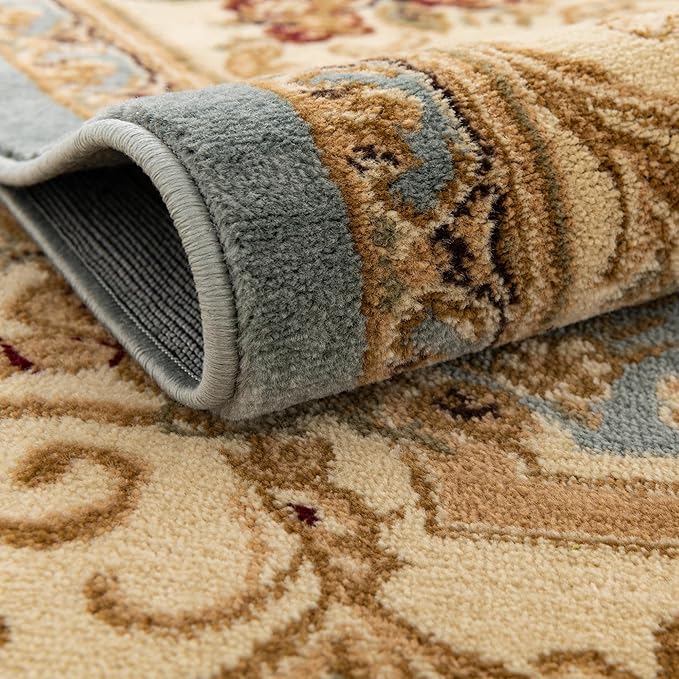 Rugs.com Chateau Collection Rug – 2' x 5' 3 Runner Light Blue Medium Rug Perfect for Hallways, Entryways