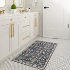 Lahome Kitchen Rugs Non Slip Washable Rugs for Entryway, 2x4 Rug Non-Slip Moroccan Trellis Ultra-Thin Indoor Door Mat Small Carpet for Bathroom Bedroom Entry, Black/Multi