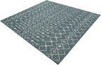 Unique Loom Outdoor Trellis Collection Area Rug - Tribal Trellis (6' 1" Square Teal/Ivory)