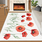 Little Red Flower Rugs for Bedroom - 3x5 Area Rug - Abstract 3D Flowers Rugs for Living Room, Modern Simple Art Rug, Non-Slip Washable Home Decor Carpet