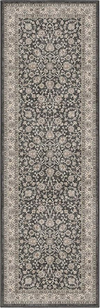 Well Woven Asha Rome Black 2'3" x 7'3" Runner Rug - Oriental Floral Pattern, Easy Clean, Floor-Friendly Backing - for Hallway, Entryway, and Kitchen