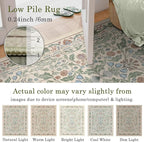 Beige Floral 5x7 Area Rugs for Living Room Large Washable Rug Vintage Forest Low Pile Non Slip Stain Resistance Soft Carpet for Dining Room, Bedroom, Office Rug, Kids Room, Nursery Room, Playroom